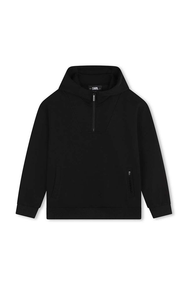 Karl Lagerfeld Dječja dukserica Karl Lagerfeld boja: crna, s kapuljačom, bez uzorka, Z30302