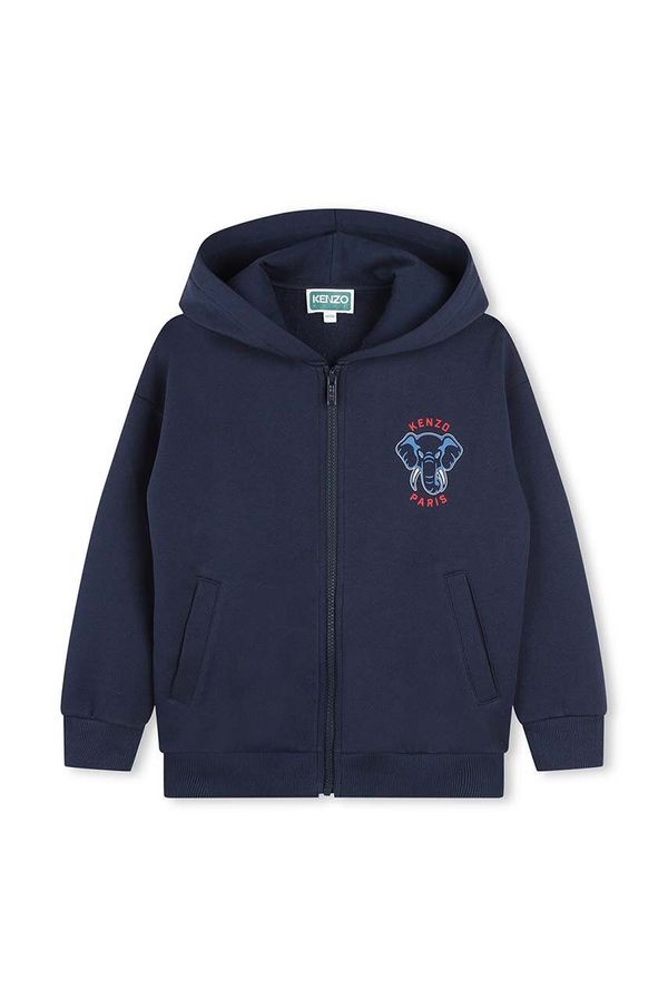 Kenzo kids Dječja dukserica Kenzo Kids boja: tamno plava, s kapuljačom, s tiskom, K60813
