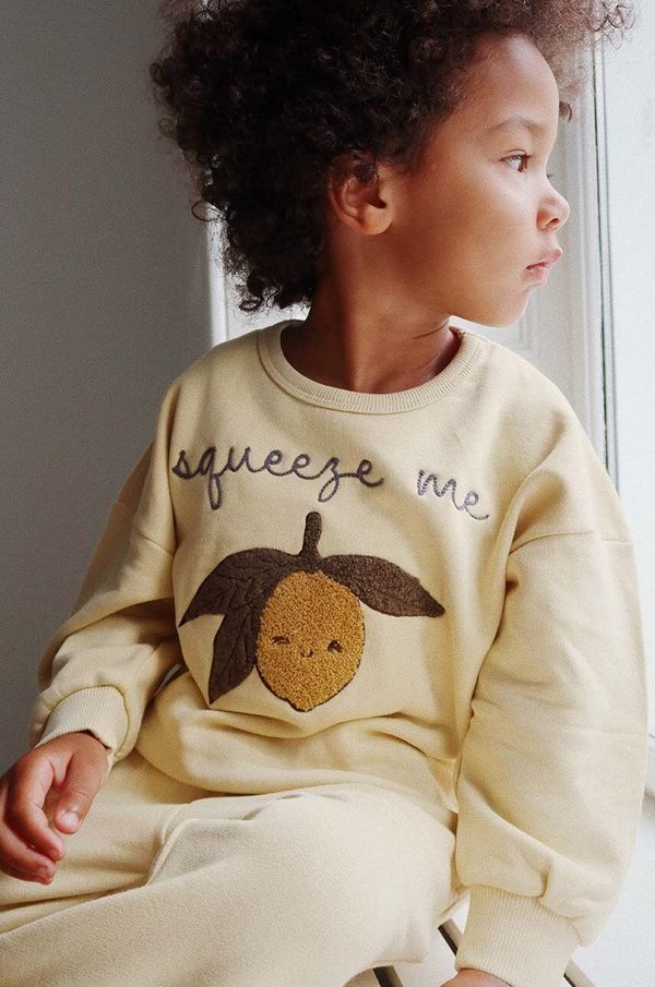 Konges Sløjd Dječja dukserica Konges Sløjd boja: bež, s aplikacijom