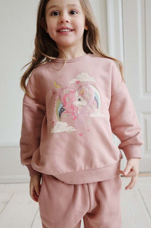 Konges Sløjd Dječja dukserica Konges Sløjd LOU GLITTER SWEATSHIRT OCS boja: ružičasta, s tiskom, KS101562