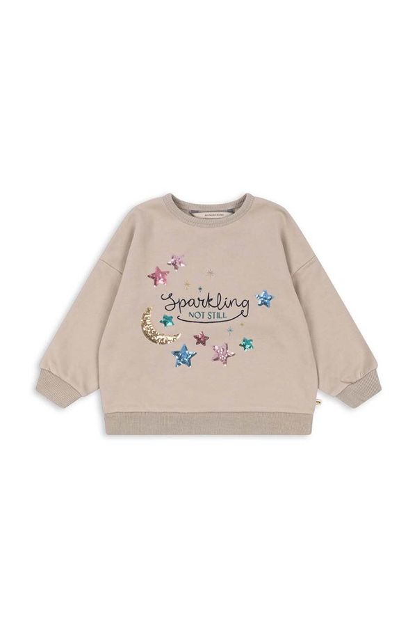 Konges Sløjd Dječja dukserica Konges Sløjd LOU SEQUIN SWEATSHIRT OCS boja: bež, s aplikacijom, KS101564