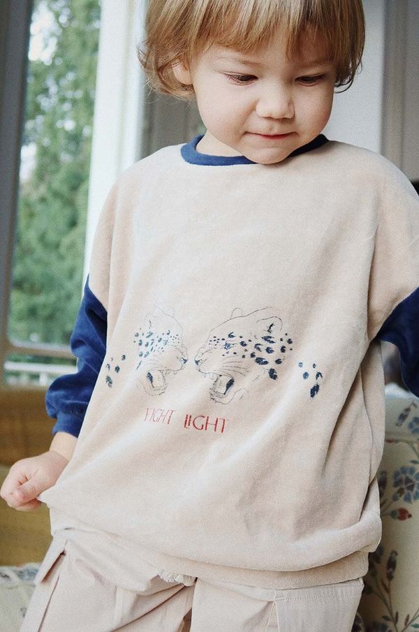 Konges Sløjd Dječja dukserica Konges Sløjd WALLY SWEATSHIRT GOTS boja: bež, s tiskom, KS101733