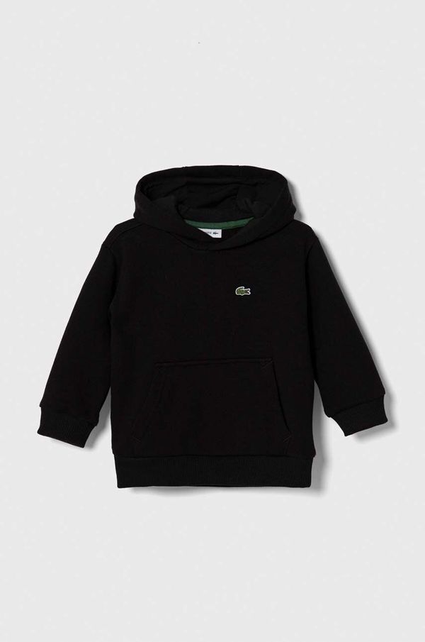 Lacoste Dječja dukserica Lacoste boja: crna, s kapuljačom, bez uzorka