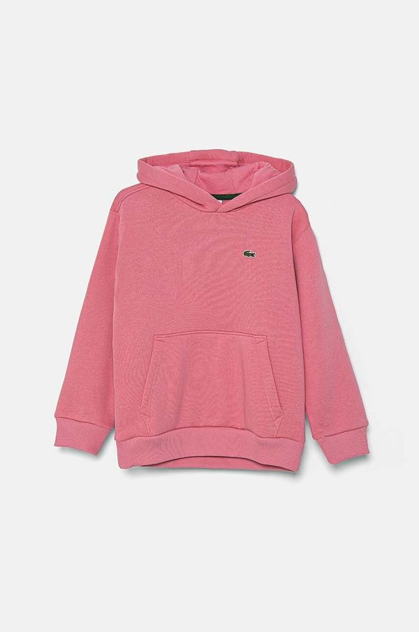 Lacoste Dječja dukserica Lacoste boja: ružičasta, s kapuljačom, bez uzorka, SJ5292