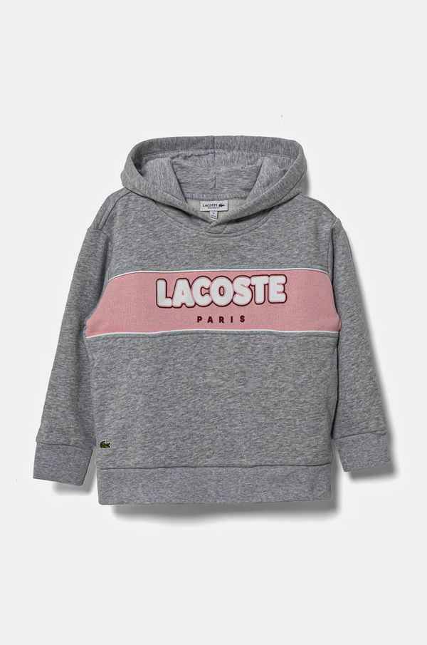 Lacoste Dječja dukserica Lacoste boja: siva, s kapuljačom, s tiskom, SJ2445