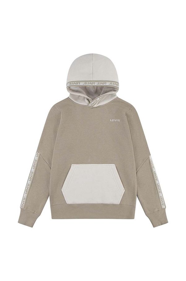 Levi's Dječja dukserica Levi's boja: bež, s kapuljačom, s tiskom