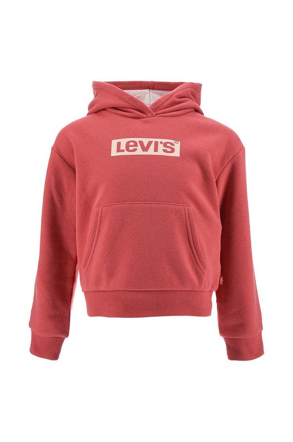 Levi's Dječja dukserica Levi's boja: crvena, s kapuljačom, s tiskom