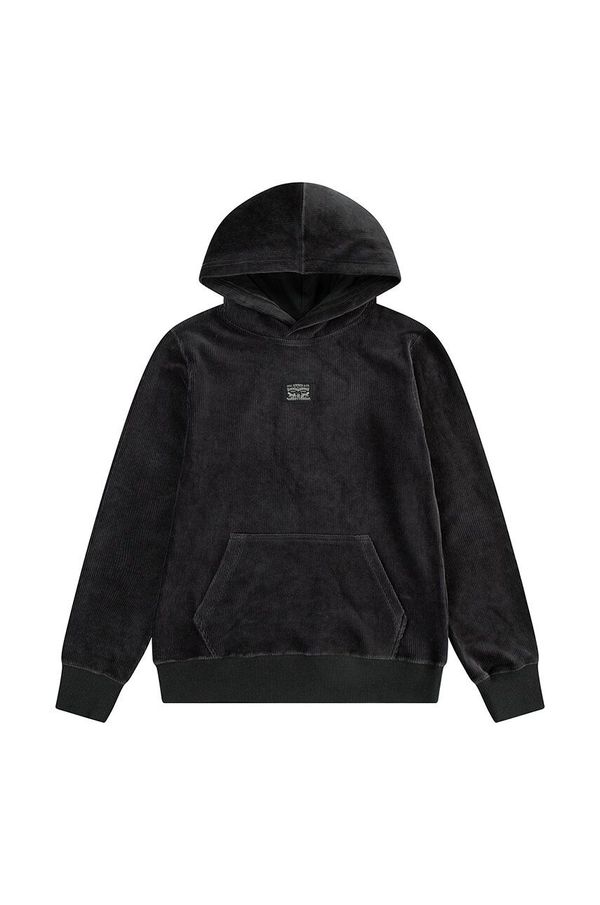 Levi's Dječja dukserica Levi's KNIT CORDUROY HOODIE boja: crna, s kapuljačom, s aplikacijom, 9EL157
