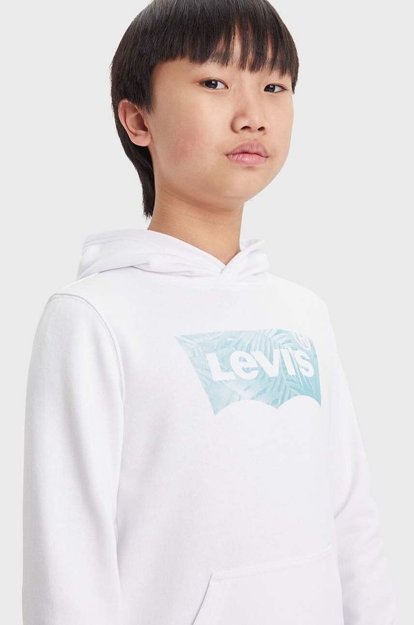 Levi's Dječja dukserica Levi's LVB PALM BATWING FILL HOODIE boja: bijela, s kapuljačom, s tiskom