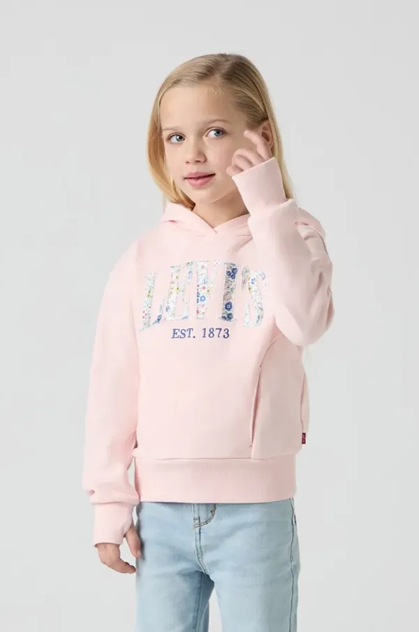 Levi's Dječja dukserica Levi's SEASONAL HOODIE boja: ružičasta, s kapuljačom, s tiskom, 3EM195