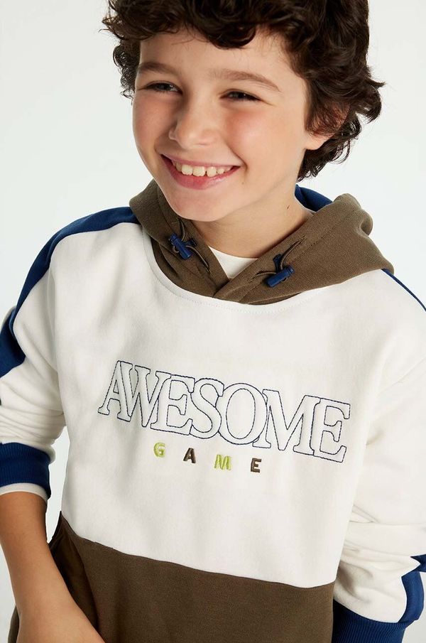 Mayoral Dječja dukserica Mayoral boja: bež, s kapuljačom, s aplikacijom, 7445