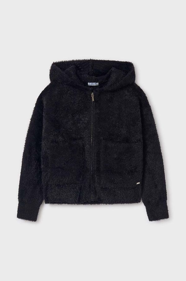 Mayoral Dječja dukserica Mayoral boja: crna, s kapuljačom, bez uzorka, 7317