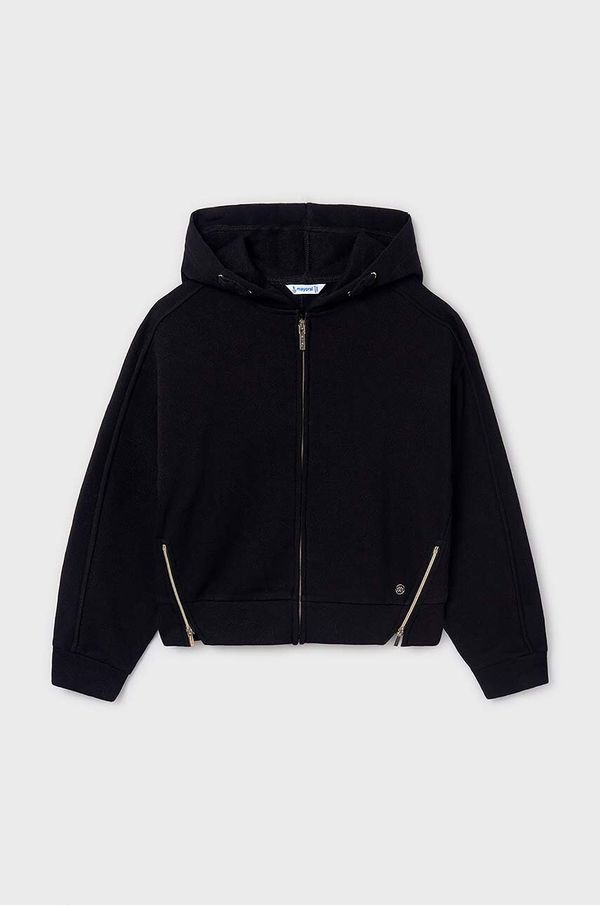 Mayoral Dječja dukserica Mayoral boja: crna, s kapuljačom, bez uzorka, 7487