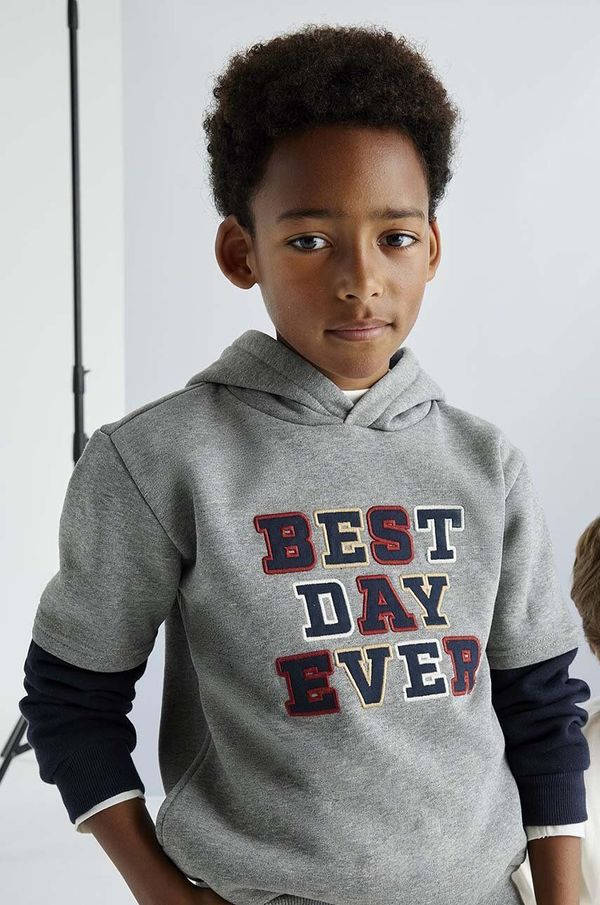 Mayoral Dječja dukserica Mayoral boja: siva, s kapuljačom, s tiskom, 7444