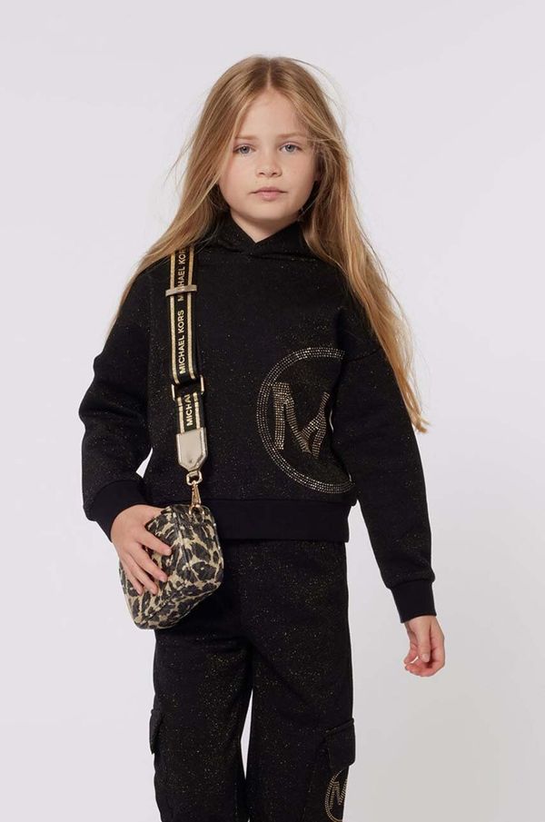 Michael Kors Dječja dukserica Michael Kors boja: crna, s kapuljačom, s tiskom, R30154