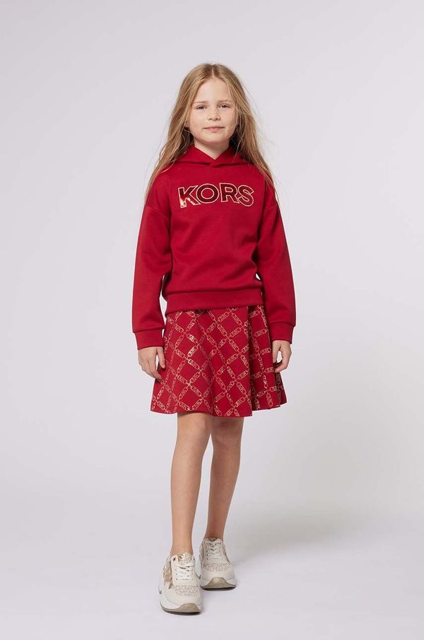 Michael Kors Dječja dukserica Michael Kors boja: crvena, s kapuljačom, s aplikacijom, R30150