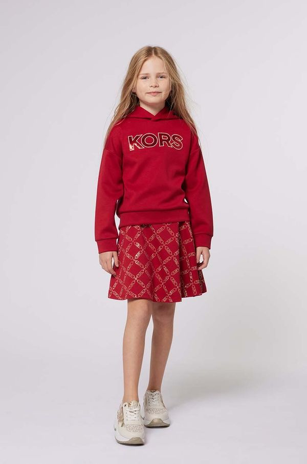Michael Kors Dječja dukserica Michael Kors boja: crvena, s kapuljačom, s aplikacijom, R30150