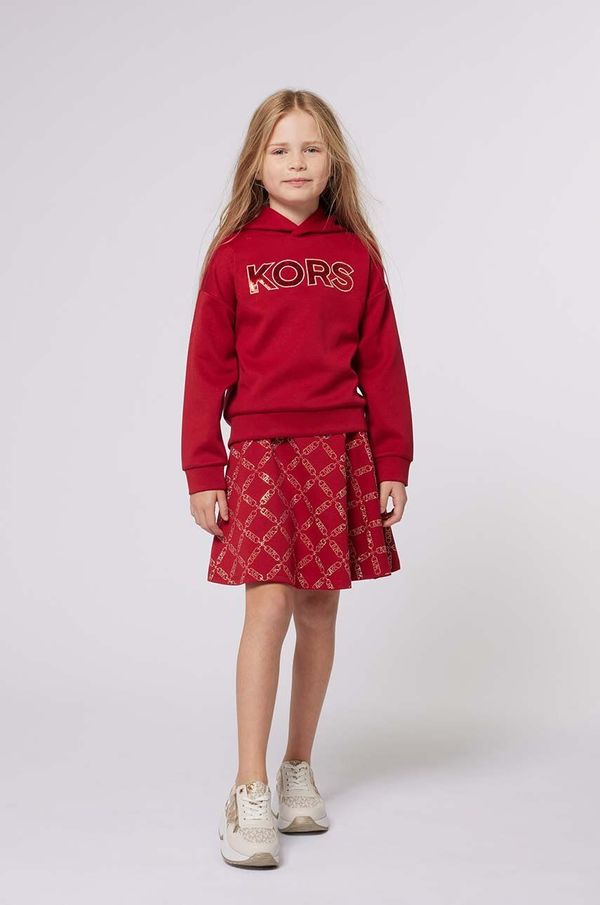 Michael Kors Dječja dukserica Michael Kors boja: crvena, s kapuljačom, s aplikacijom, R30150