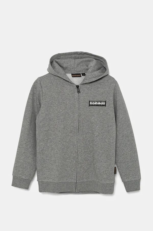 Napapijri Dječja dukserica Napapijri B-CHAMOIS FZH boja: siva, s kapuljačom, melanž, NP0A4HY51601