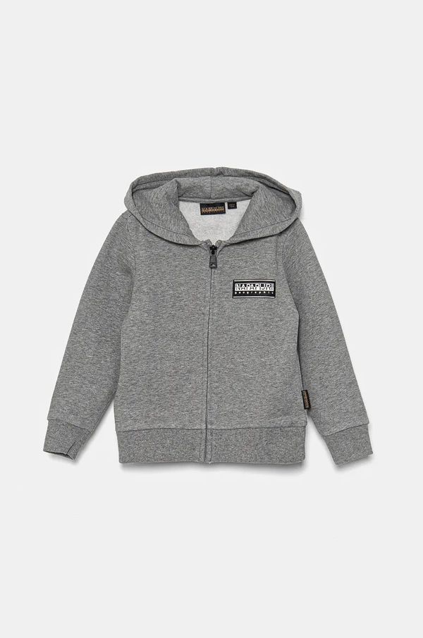 Napapijri Dječja dukserica Napapijri B-CHAMOIS FZH boja: siva, s kapuljačom, melanž, NP0A4HY51601