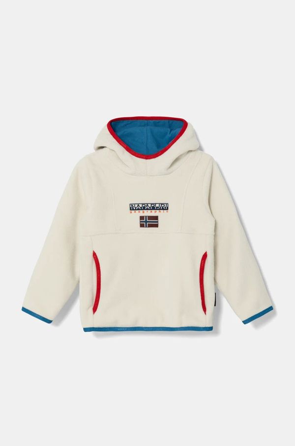 Napapijri Dječja dukserica Napapijri T-GONZEN H boja: bež, s kapuljačom, s aplikacijom, NP0A4I5NN1J1
