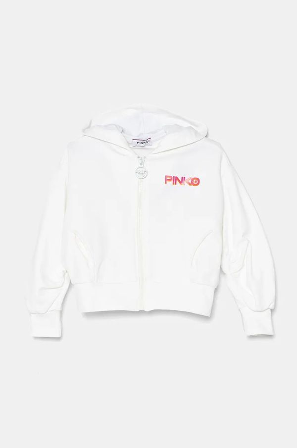 Pinko Up Dječja dukserica Pinko Up boja: bijela, s kapuljačom, s tiskom, F4PIBGZH192