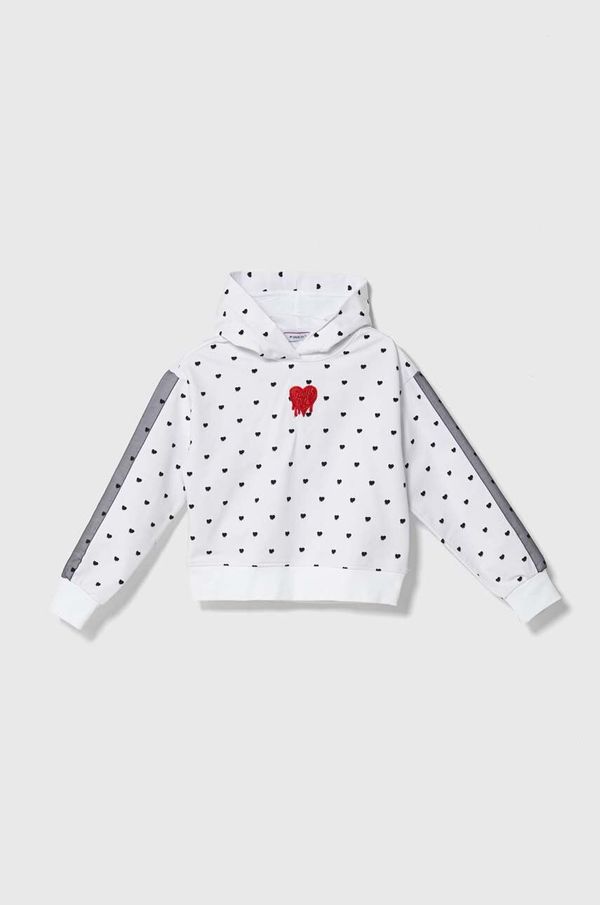 Pinko Up Dječja dukserica Pinko Up boja: bijela, s kapuljačom, s uzorkom