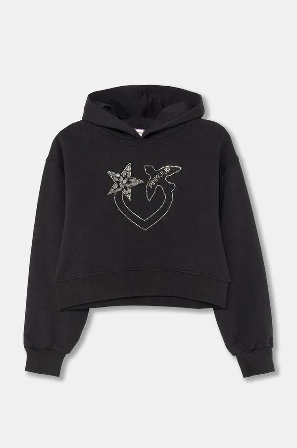 Pinko Up Dječja dukserica Pinko Up boja: crna, s kapuljačom, s aplikacijom, F4PIJGHS057