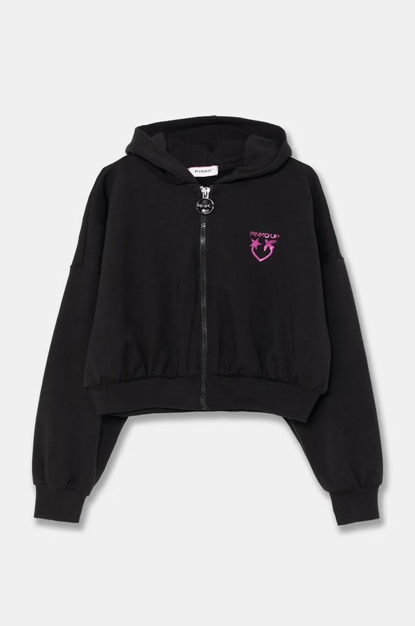Pinko Up Dječja dukserica Pinko Up boja: crna, s kapuljačom, s tiskom, F4PIJGZH089
