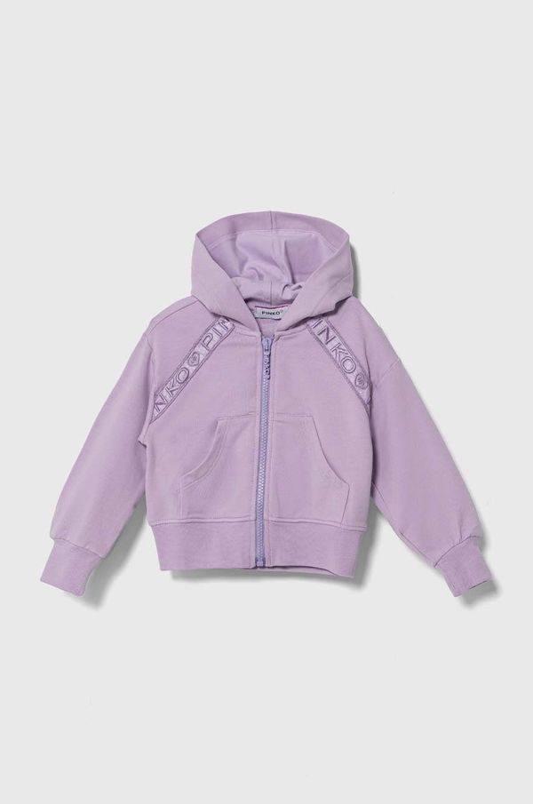 Pinko Up Dječja dukserica Pinko Up boja: ljubičasta, s kapuljačom, s aplikacijom