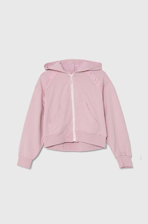 Pinko Up Dječja dukserica Pinko Up boja: ružičasta, s kapuljačom, s aplikacijom