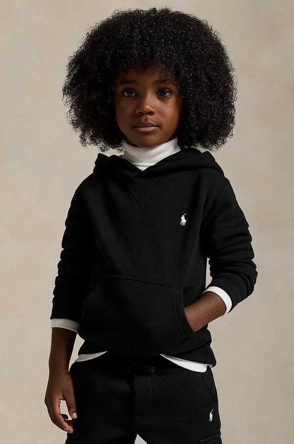 Polo Ralph Lauren Dječja dukserica Polo Ralph Lauren boja: crna, s kapuljačom, bez uzorka, 322749954034
