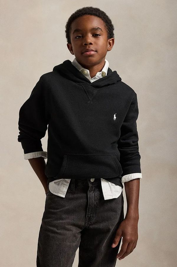 Polo Ralph Lauren Dječja dukserica Polo Ralph Lauren boja: crna, s kapuljačom, bez uzorka, 323749954035