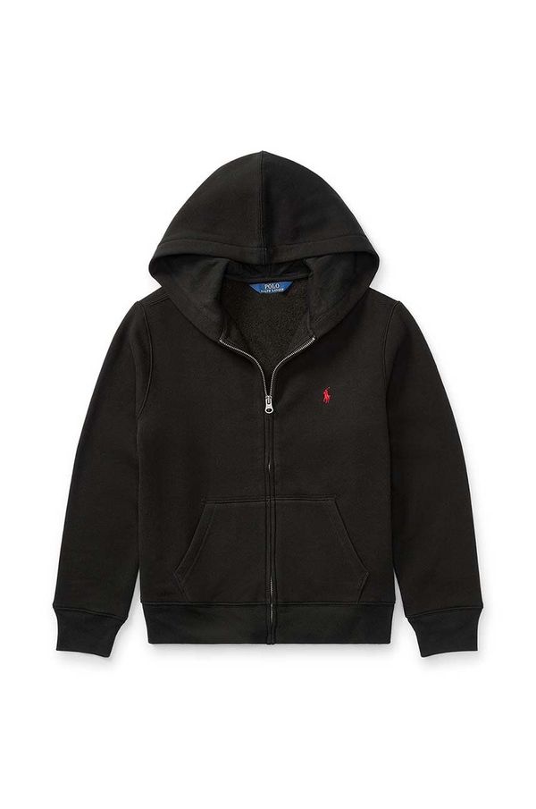 Polo Ralph Lauren Dječja dukserica Polo Ralph Lauren boja: crna, s kapuljačom, glatka