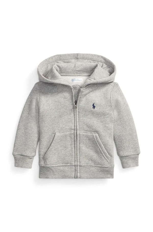 Polo Ralph Lauren Dječja dukserica Polo Ralph Lauren boja: siva, s kapuljačom, melanž, 320547626002