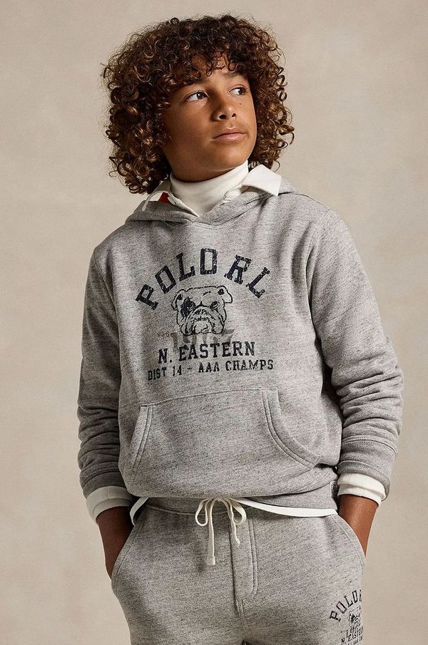 Polo Ralph Lauren Dječja dukserica Polo Ralph Lauren boja: siva, s kapuljačom, s tiskom, 323952520001