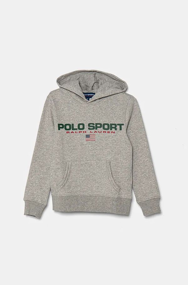 Polo Ralph Lauren Dječja dukserica Polo Ralph Lauren boja: siva, s kapuljačom, s tiskom, 323962111004