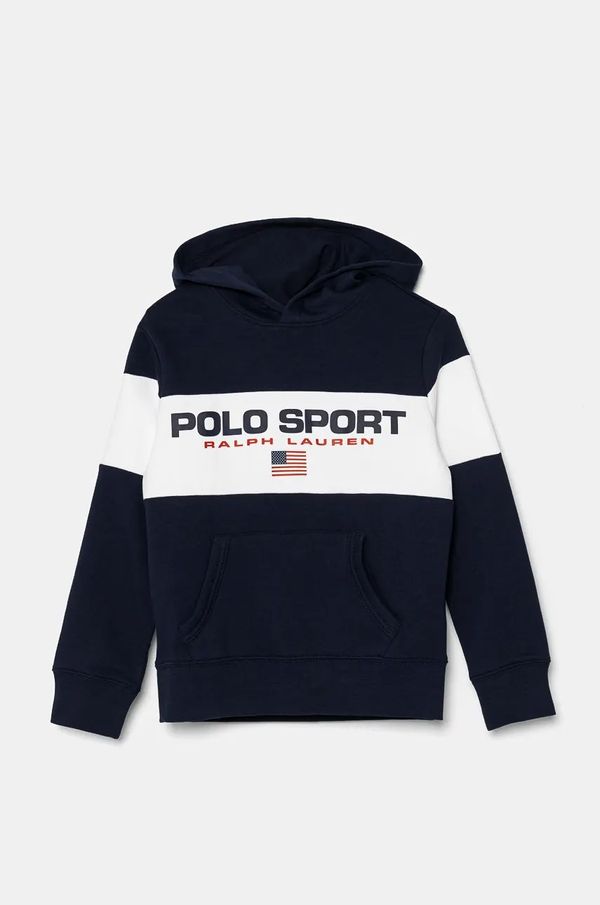Polo Ralph Lauren Dječja dukserica Polo Ralph Lauren boja: tamno plava, s kapuljačom, s tiskom, 323962119001