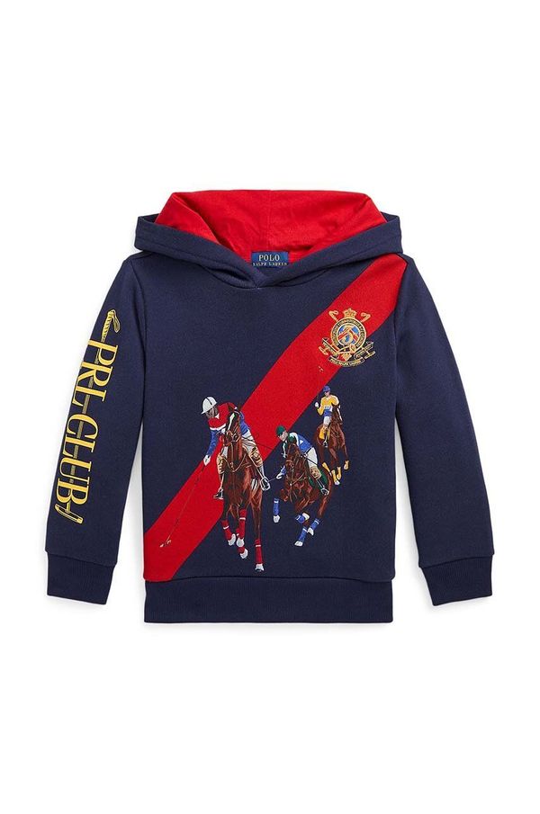 Polo Ralph Lauren Dječja dukserica Polo Ralph Lauren boja: tamno plava, s kapuljačom, s tiskom