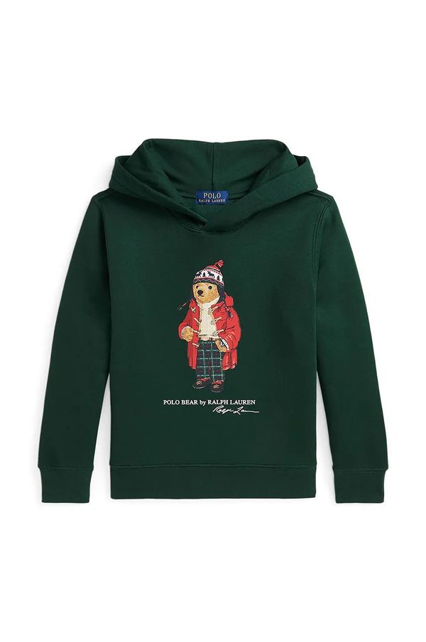 Polo Ralph Lauren Dječja dukserica Polo Ralph Lauren boja: zelena, s kapuljačom, s tiskom, 323960440003