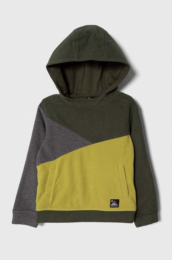 Protest Dječja dukserica Protest PRTBLITS JR boja: zelena, s kapuljačom, s uzorkom