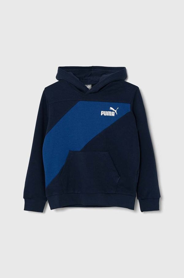 Puma Dječja dukserica Puma PUMA POWER Colorblock TR B Club N boja: tamno plava, s kapuljačom, s uzorkom
