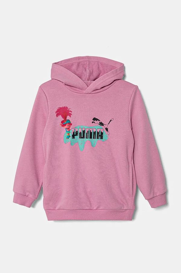 Puma Dječja dukserica Puma X TROLLS Hoodie TR boja: ružičasta, s kapuljačom, s tiskom, 627378