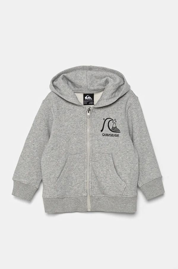 Quiksilver Dječja dukserica Quiksilver GRAPHIC ZIP HOODIE boja: siva, s kapuljačom, melanž, AQKFT03047