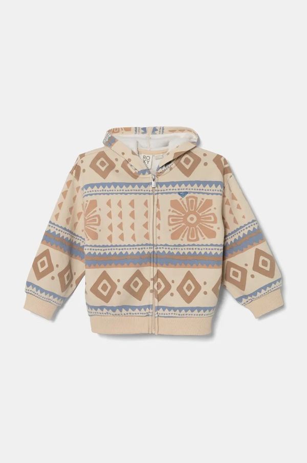 Roxy Dječja dukserica Roxy FLY ON THE WALL boja: bež, s kapuljačom, s uzorkom, ERGFT03962