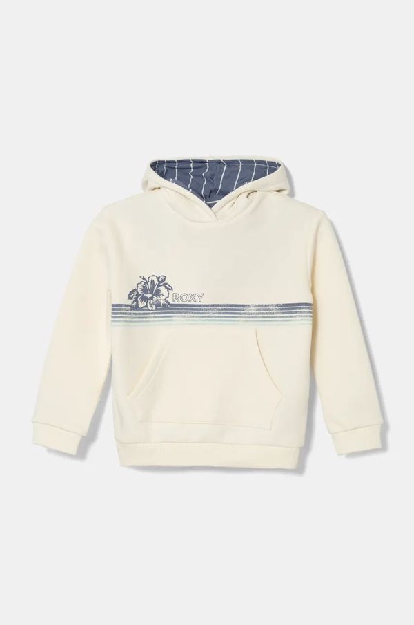 Roxy Dječja dukserica Roxy HOPE YOU TRUST C boja: bež, s kapuljačom, s tiskom, ERGFT03973