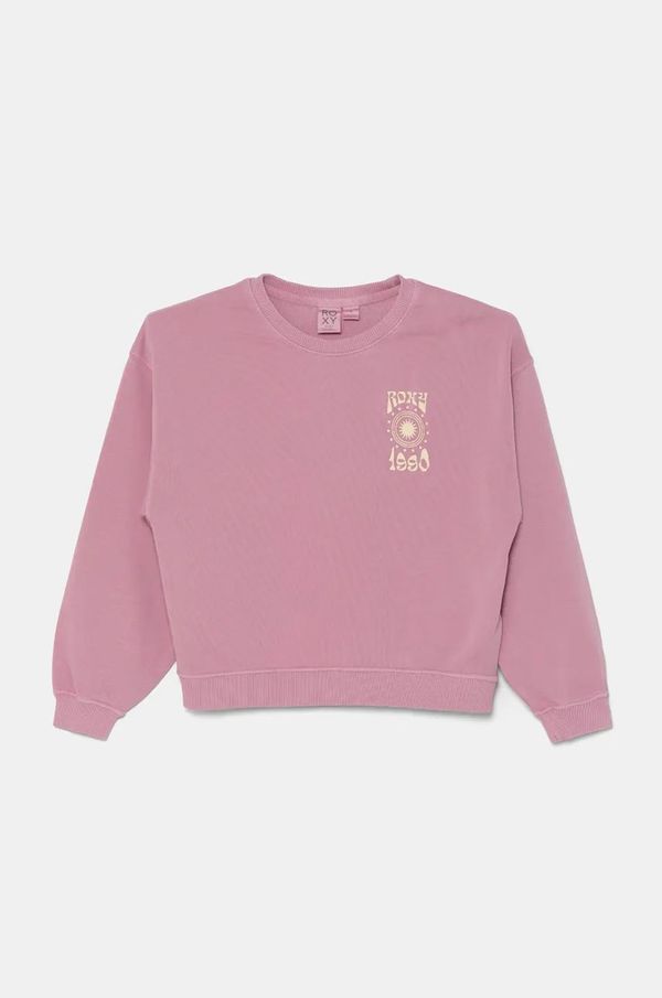 Roxy Dječja dukserica Roxy LINEUP CREW RG TERRY A boja: ružičasta, s tiskom, ERGFT03974