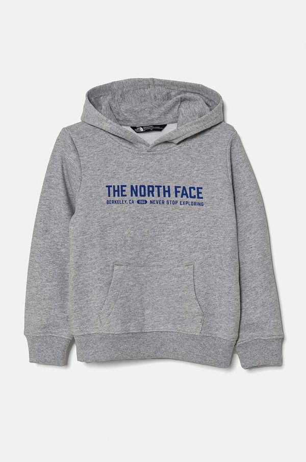 The North Face Dječja dukserica The North Face VARSITGRAPHIC RELAXED HOODIE boja: siva, s kapuljačom, s tiskom, NF0A89HBDYX1