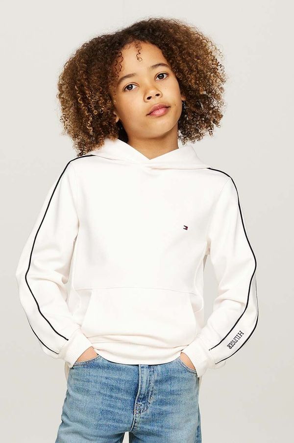 Tommy Hilfiger Dječja dukserica Tommy Hilfiger boja: bijela, s kapuljačom, s aplikacijom, KB0KB09054