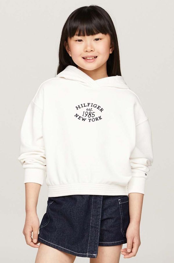 Tommy Hilfiger Dječja dukserica Tommy Hilfiger boja: bijela, s kapuljačom, s aplikacijom, KG0KG08033